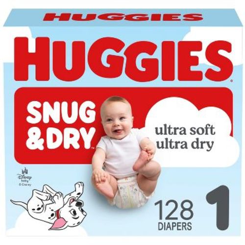 Huggies Snug & Dry Ultra Soft Diapers - Size 1 - 128ct