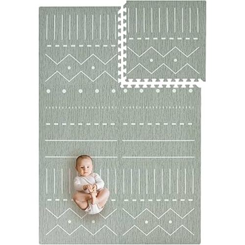 Toddlekind Playmat - Premium Foam Playmat, 4 x 6 feet, 6 Tile Extra Thick Foam Floor Puzzle Mat for Babies/Toddlers Stylish, Non-Toxic, Odorless. Perfect for Tummy Time, Crawling, and Play. Ideal for Nursery and Playroom. 0m+