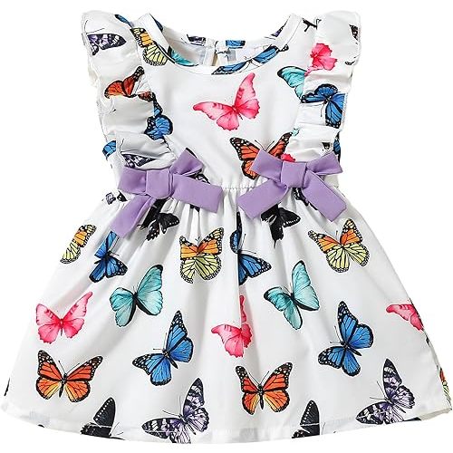 Mioglrie Baby Girl Dress Summer Girl Clothes Infant Outfits Ruffle Sleeveless Sundress Playwear Cute Dresses for Girls