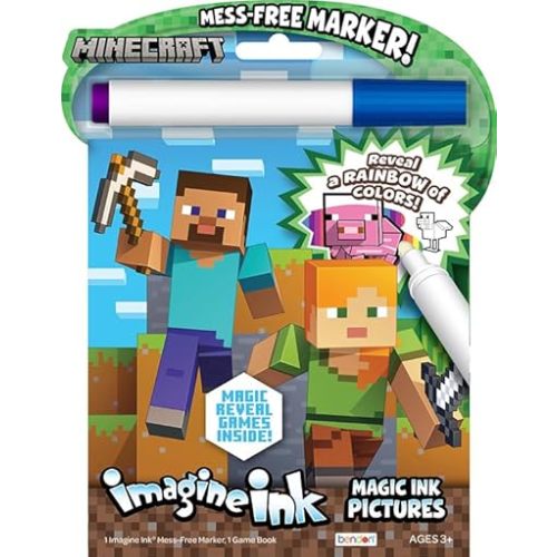 Minecraft Coloring Book | Minecraft Imagine Ink | Mine Craft Coloring Books | Mine Craft Pixel Imagine Ink | Video Games Coloring | Mess Free Marker | Officially Licensed