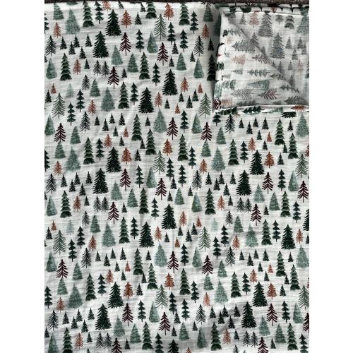 Evergreen tree gauze blanket, Cotton gauze blanket , 100 percent cotton gauze blanket, Unisex gauze baby blanket, Pine tree gauze throw