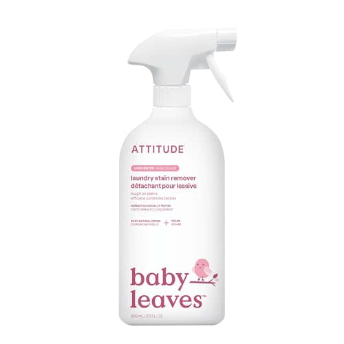 ATTITUDE Baby Laundry Stain Remover, Plant and Mineral-Based Ingredients, Vegan and Cruelty-free Household Products, Unscented, 27.1 Fl Oz