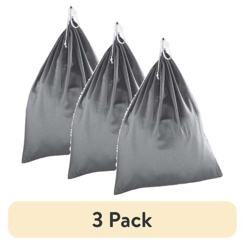 (3 pack) Mainstays Polyester and Cotton Laundry Bag 28in W*36in L, Gray