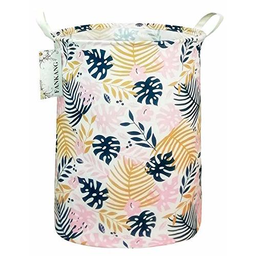 FANKANG Storage Basket, Nursery Hamper Canvas Laundry Basket Foldable with Waterproof PE Coating Large Storage Baskets for Kids Boys and Girls, Office, Bedroom, Clothes,Toys(Banana leaf)