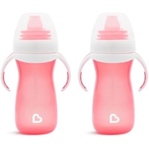 Munchkin® Gentle™ Transition Sippy Cup with Trainer Handles, 10 Ounce, Pink (Pack of 2)