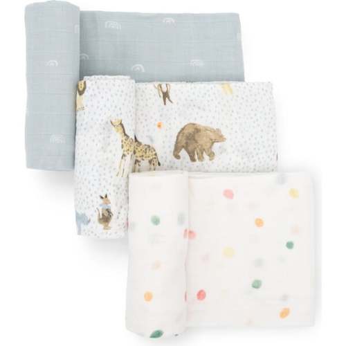 Multi-Purpose Hand-Painted Muslin Swaddle Set 47X47, Party Animals (Pack Of 3) - Little Unicorn | Maisonette