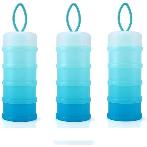Accmor Baby Formula Dispenser On The Go, Stackable Formula Dispenser for Travel Formula Container to Go, Non-Spill Milk Powder Baby Kids Snack Storage Container, BPA Free, 3 Packs