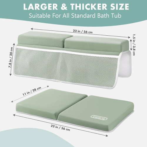 beiens Bath Kneeler and Elbow Rest Pad Set - 1.5'' Comfortable Thick Baby Bath Kneeler Pads, Quick Dry Soft Kneeling Pad for Baby Bath Time, Non-Slip Knee& Arm Support Bathtub Mat with Toys Organizer