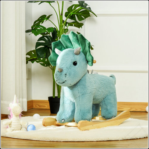Ophelia & Co. Kids Plush Ride-On Rocking Horse Triceratops-Shaped Toy Rocker With Realistic Sounds For Child 36-72 Months | Wayfair