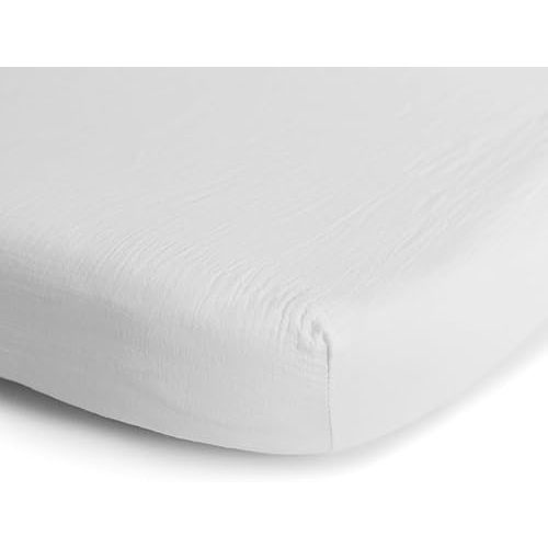 mushie Extra Soft Muslin Fitted Crib Sheet | 192 Thread Count | 28"x 52" (White)