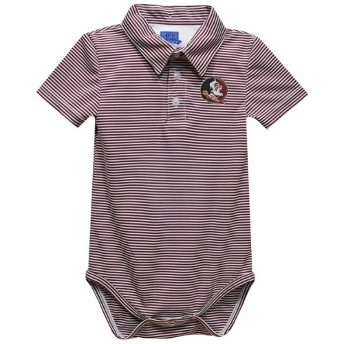 Florida State Seminoles Vive La Fete Infant Polo Pencil Stripe Bodysuit - Maroon