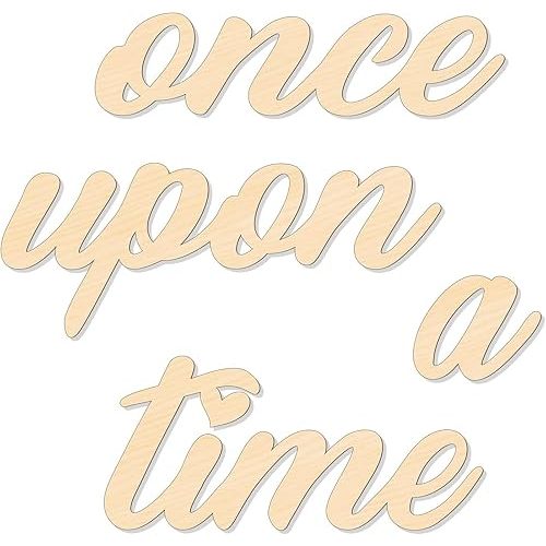 KOYILTD Wooden Once Upon a Time Sign Wall Decor Lovely Princess Room Decor Farmhouse Reading Corner Decor DIY Family Bookshelf Home Decor Creative Fairytale Room Decor for Birthday (Wood)