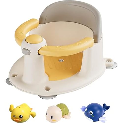 Baby Bath Seat for Babies 6 Months & Up, Bath Seats for Babies Sitting Up, Non-Slip Toddler Bath Seat, Baby Bathtub Seat with Suction Cup, Grey
