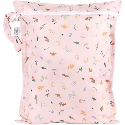 Bumkins Waterproof Wet Bag for Baby, Travel, Swim Suit, Cloth Diapers, Pump Parts, Pool, Gym Clothes, Toiletry, Strap to Stroller, Daycare, Zipper Reusable Bag, Wetdry Packing Pouch