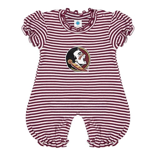 Creative Knitwear College Baby Striped Puff Sleeve Romper - Team Logo, Many Colors, for Girls (Newborn-12 Months)