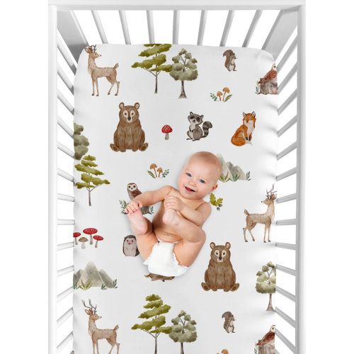 Sweet Jojo Designs Watercolor Woodland Forest Animals Fitted Crib Sheet by Sweet Jojo Designs | Wayfair