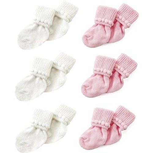 Nurses Choice Newborn Baby Boy & Girl Socks Includes 6 Pairs of Cotton Socks