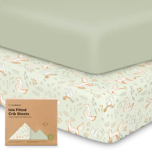 2-Pack Crib Sheets for Boys, Girls - Viscose Derived from Bamboo Fitted Crib Sheet, Baby Crib Sheets Neutral, Crib Mattress Sheet, Toddler Bed Sheets, Baby Sheets for Crib Fitted Sheets (Foxtrot)