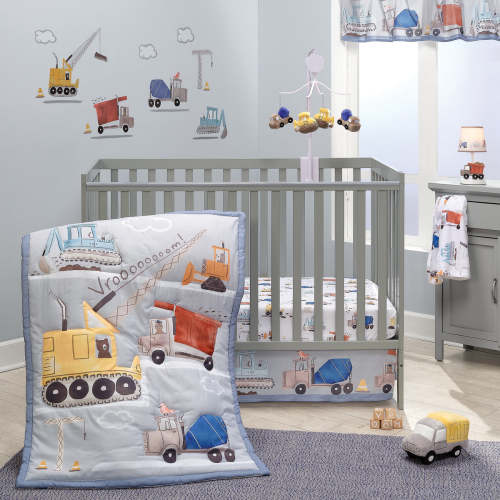 Construction Zone 3-Piece Trucks Nursery Baby Crib Bedding Set – Lambs & Ivy