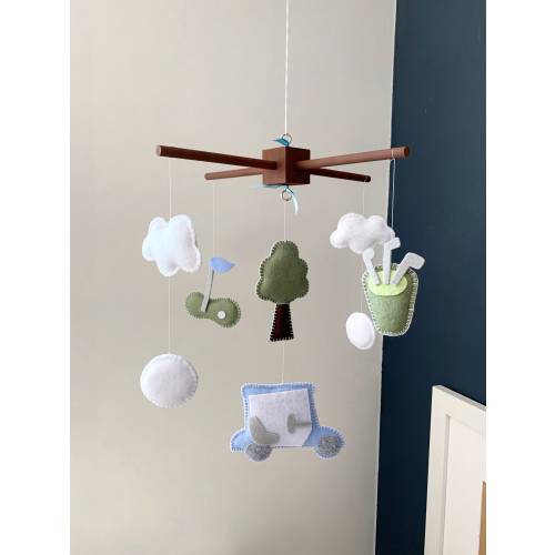 Baby Mobile golf, golfing nursery, golf baby decor, custom Baby crib mobile, baby boy mobile, kids room decor, nursery decor golf, boy room