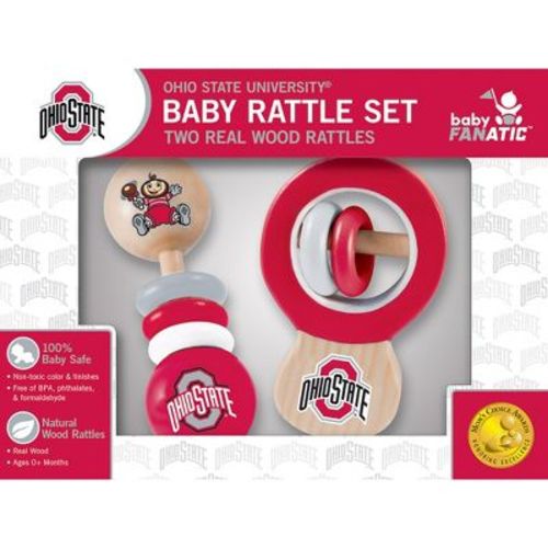 Baby Fanatic Wood Rattle 2 Pack - Ncaa Ohio State Buckeyes Baby Toy Set
