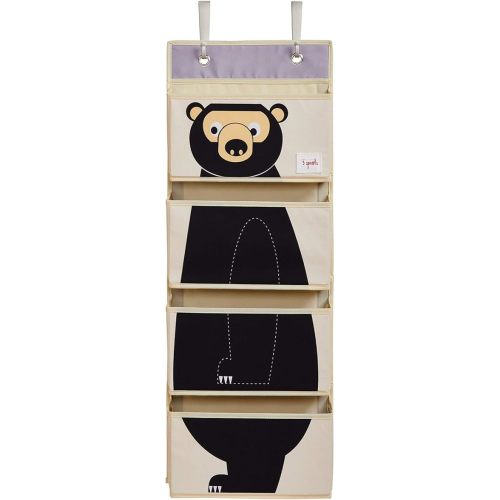 3 Sprouts Over The Door Baby Organizer - Essential Newborn Nursery Storage, Toy Organizer for Room and Closet - Bedroom Storage - Hooks Included, Bear