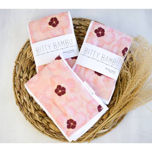 Flower Burp Cloth/ Hau flower Hawaii baby gift / Modern Baby Burp Cloth - Hawaii Made Baby Gift - Newborn Gift Idea - Made in Maui, Hawaii