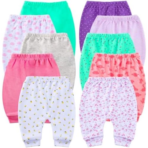 Hakochia Soft and Comfy 100% Cotton Baby Pants for Baby Boys and Girls with Ample Diaper Room 0-12 Months