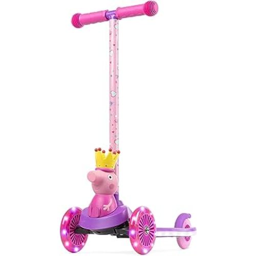 Kick Scooter for Kids, Self-Balancing 3 Wheeled Scooter with Light Up Wheels & Deck, Extra Wide Anti-Slip Deck, Rear Brake, Lean to Steer, Lightweight Design, for Kids 3 and Up, 75 LB Limit
