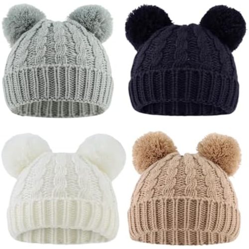 Yuoahcn Baby Girl Beanie Winter Baby Boy Hat with Pom pom Warm Infant Knitted Hats Toddler Kid Beanies