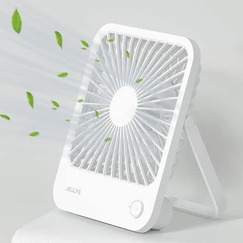 Fan Battery Rechargeable, 4500mAh 180°Foldable Portable Personal Fan, 4 Speeds Adjustable Long Battery-life for Home Office Travel Outdoor Gifts for Women Men-White