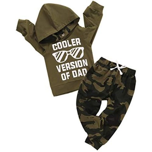 ZOEREA Toddler Baby Boys Clothes Letter Printed Hoodie Sweatshirt Tops+Camouflage Long Pants 2PCS Outfits Set
