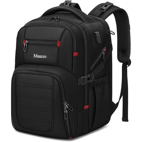 Mancro Dad Diaper Bag Backpack - Large Waterproof Travel Baby Bag for Men with Detachable Bottle Bag & Insulated Pocket, Black