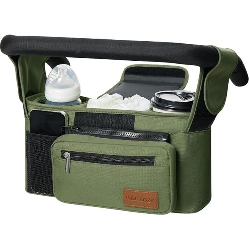 Universal Stroller Organizer with Insulated Cup Holder by Momcozy - Detachable Phone Bag & Shoulder Strap, Fits for Stroller Like Uppababy, Baby Jogger, Britax, BOB, Umbrella and Pet Stroller