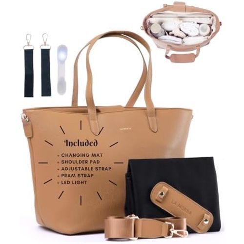 La Morsa Leather Diaper Bag: The Ultimate Everyday Baby Bag for Mom -Small Tote, Mini Diaper Bag, Perfect Pañaleras Para Bebe