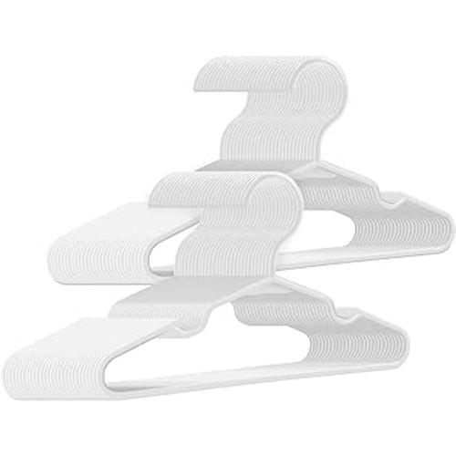 Kids Hangers 60 Pack - 11. 5 Inch Baby Hangers for Closet - White Hangers for Closet - Toddler Hangers for Clost & Child Clothes for Clost - Ideal for Baby Standard Use (White)