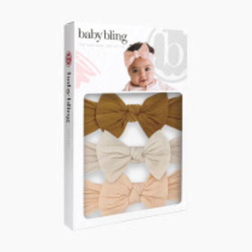 Baby Bling Classic Knot Headband Set (3 pack) - Camel/Oatmeal/Peach