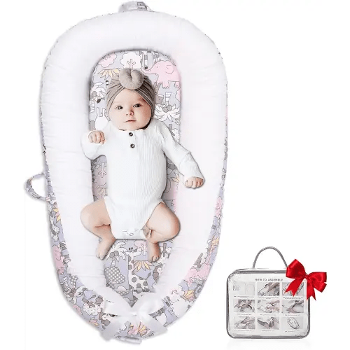 Baby Lounger, Portable Newborn Lounger, Organic Cotton Infant Nest Cover, Adjustable Infant Lounger, Ultra Baby Gift, Baby Bed in Room