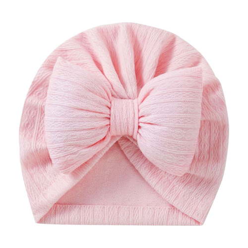 Zwiiyzr Baby Girl Turban Newborn Beanies Hat Top Bowknot Head Wrap Beanie Infant Girls Headwraps Toddler Kids Hats 0-3 Years Pink