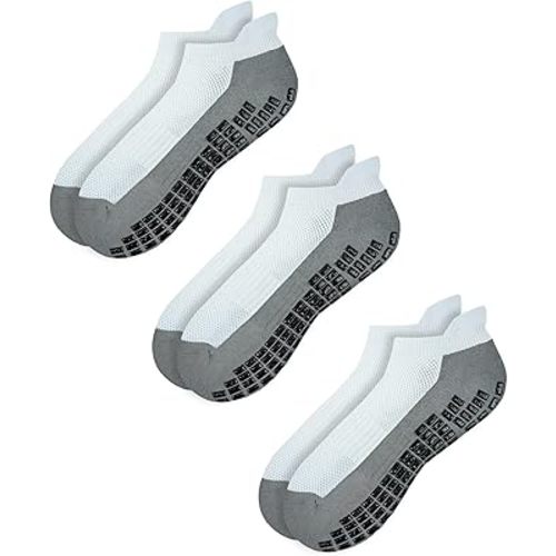 RATIVE Anti Slip Non Skid Ankle and Crew Socks with Grippers for Men Women