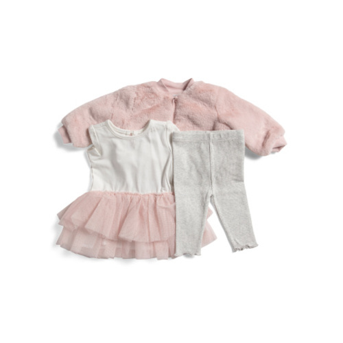 Infant Girls 3pc Faux Fur Jacket Tutu Top And Leggings Set | Kids & Baby | T.J.Maxx