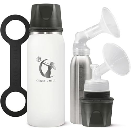 Breastmilk Chiller Reusable Storage Container by CERES CHILL | Keeps Milk Safe for up to 20 Hours | Connects w/Major Pumps (1 Chiller, Bright White)