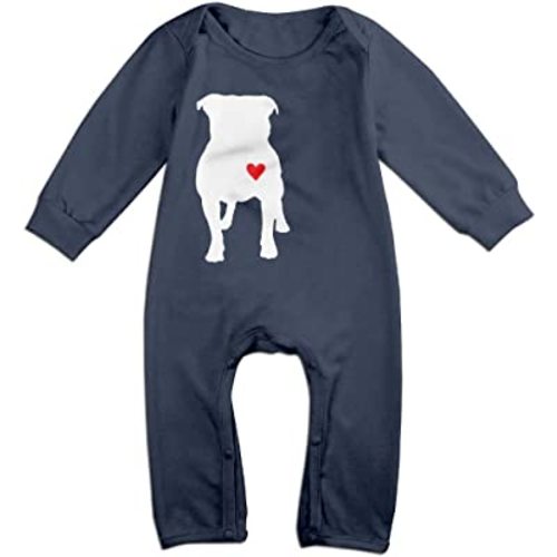 Pitbull Heart Long Sleeve Infant Baby Unisex Baby Romper Jumpsuit Onsies for 0-24 Months Bodysuit Black
