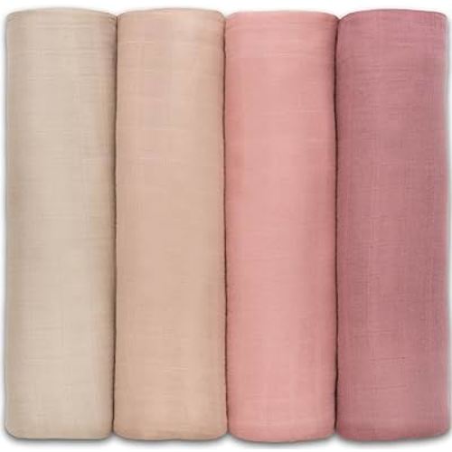 Comfy Cubs Muslin Swaddle Blankets Neutral Receiving Blanket Swaddling, Wrap for Boys and Girls, Baby Essentials, Registry & Gift (Cream, Blush, Bold Blush, Mauve)
