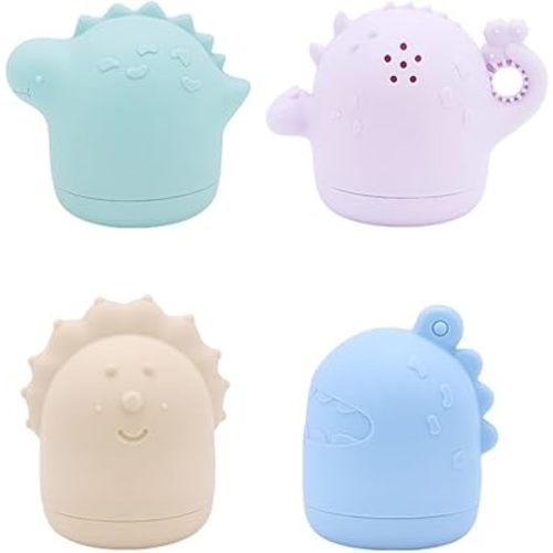 Safe Sensory Bath Toy Set for Baby Toddlers Dragon Family Set BPA Free Food Grade Silicone Tub Toys Perfect as a Bath or Shower Toys for Bathtub Pool Water Play Fun(4pack)