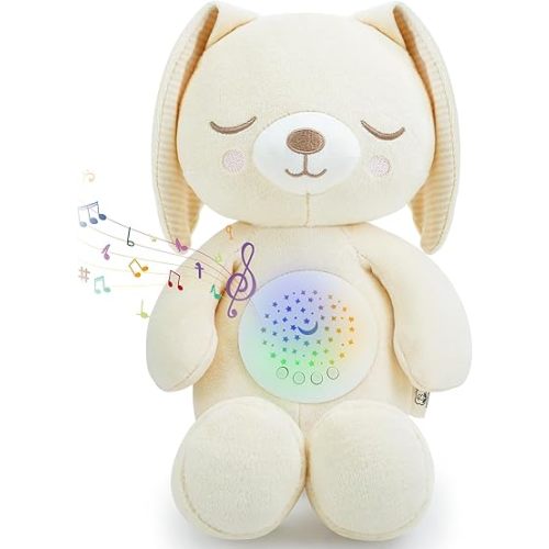 Musical Stuffed Animals with Sound Machine, White Noise Baby Soothers for Sleep, Night Light Shush Lullaby Music Soothing White Noise Toys for White Noise Boy & Girl, Bunny