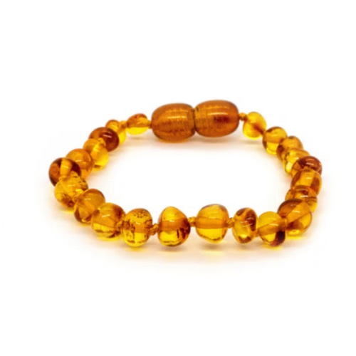 Polished Honey Baltic Amber Bracelet for Baby, Infant, Toddler 5.5"