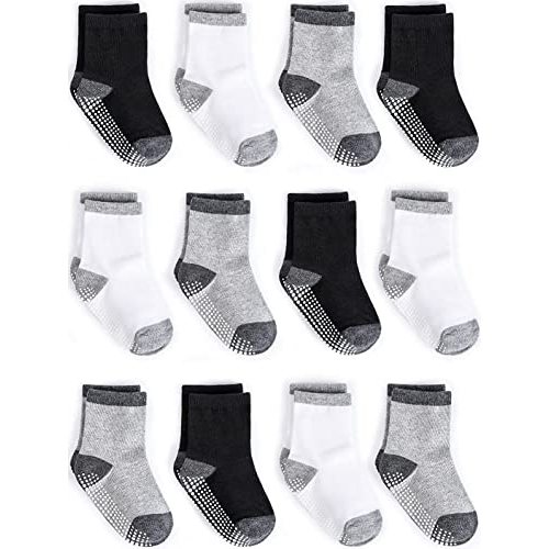 Zaples Grip Crew Socks with Non Slip/Anti Skid Soles for Baby Infants Toddlers Kids Boys Girls
