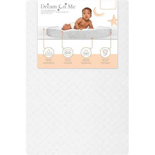 Sunset 3” Extra Firm Fiber Crib Mattress, Greenguard Gold Certified, Waterproof Vinyl Cover, Baby Mattresses for Cribs, Fits Mini and Portable Cribs