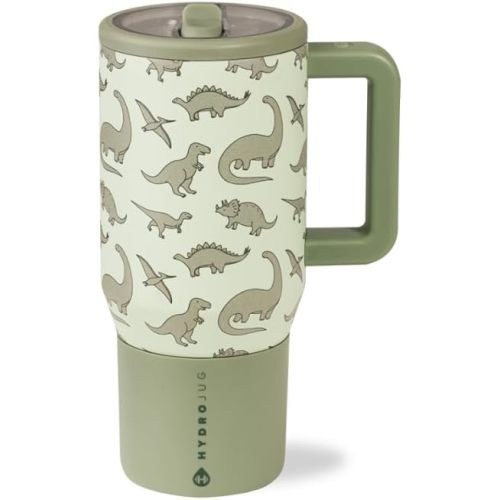 HydroJug Kids - 20 oz Insulated Kids Water Bottle with Flip Straw & Handle | Leak-Proof & Durable | Perfect for School, Sports, Lunch, Travel & Camp, Dinosaur